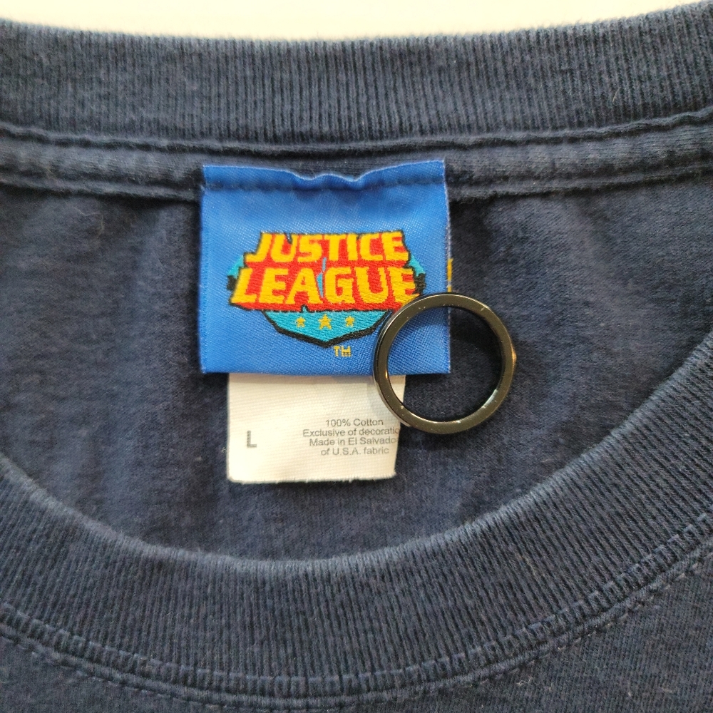 VINTAGE Justice League Shirt Mens L Blue Batman Super Hero DC Comics Movie Tee - Picture 5 of 6
